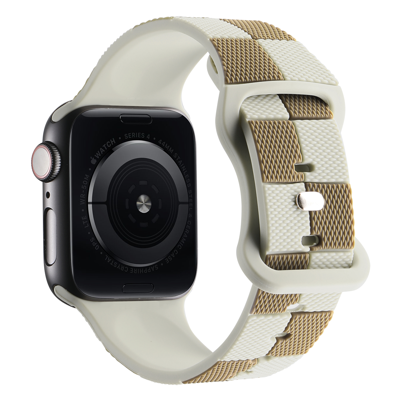 Pasek Opaska Bransoleta Silikon Krata Beżowy do Apple Watch 3 4 5 6 7 8 9 SE 38/40/41mm - zdjęcie 1